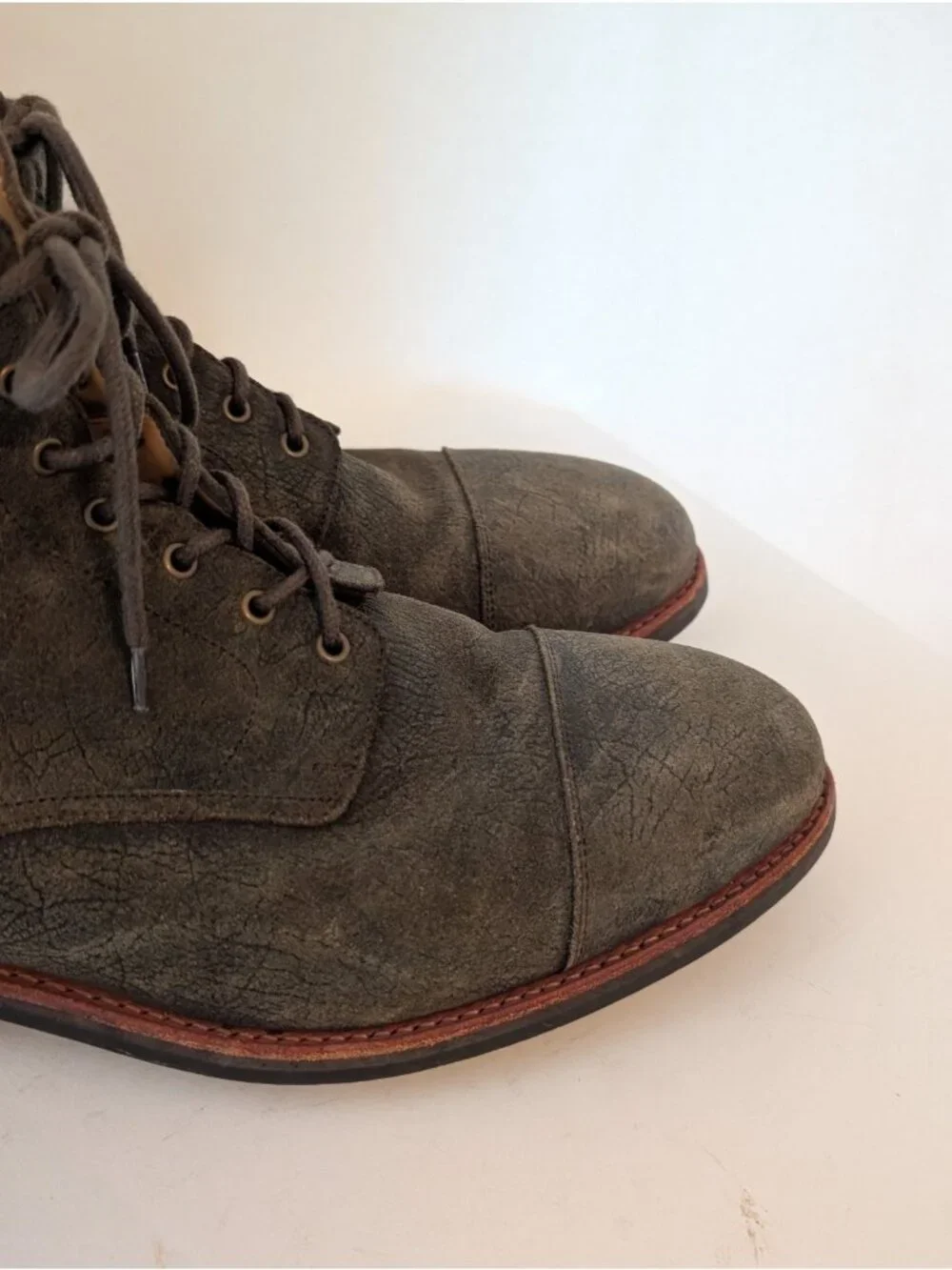 Taft The Dragon Green Textured Leather Cap Toe Combat Boots Sz 11